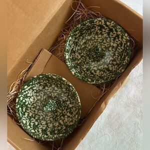 Apple Baker The Workshops Of Gerald E. Henn Green Spongeware Set of 2